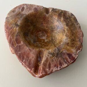 Vintage Genuine Alabaster Hand Carved Ashtray Red Color 5”  , Made in Italy .